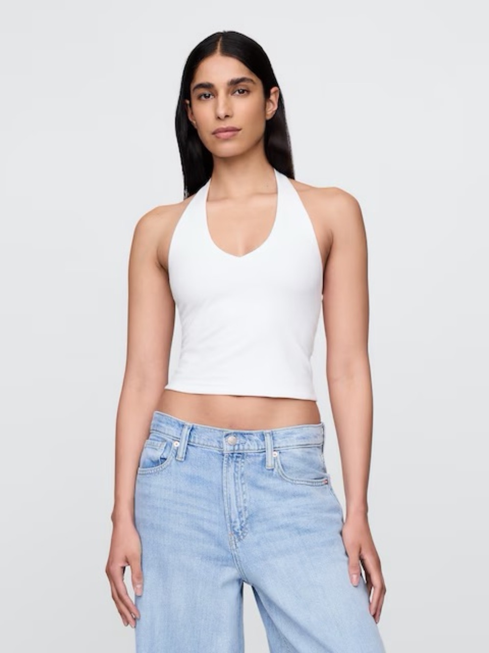 GAP Closeknit White Petite Halter Top